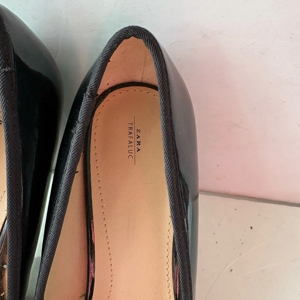 Zara patent black Women's Shoes with Bow Accent size 37 - Picture 4 of 13